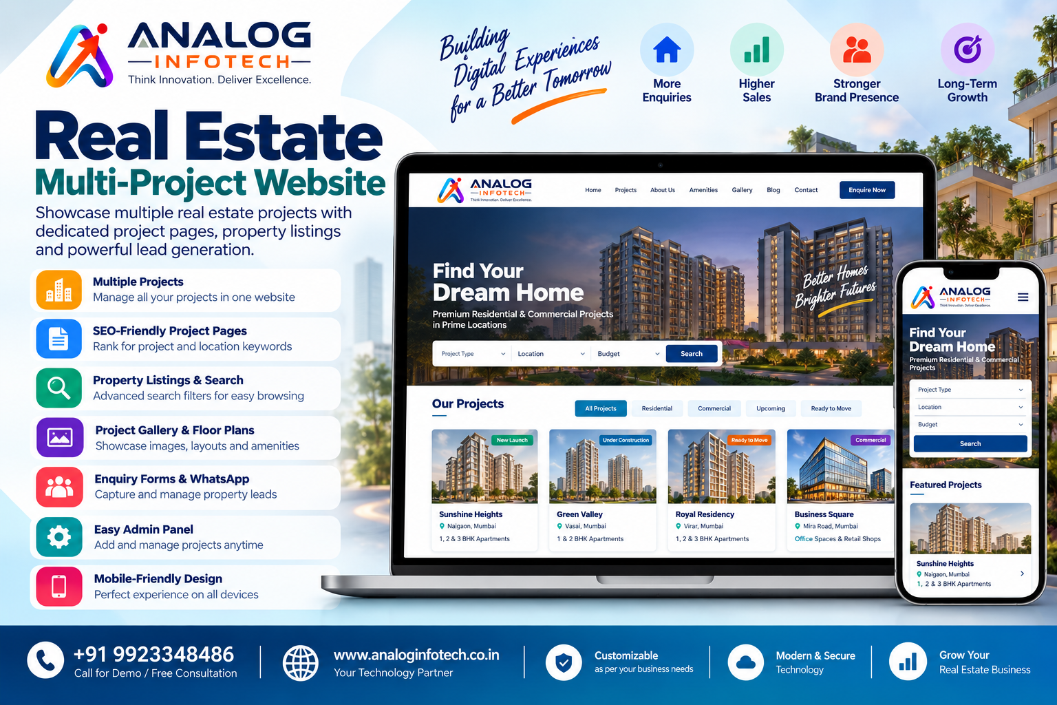 Real Estate Multi Project Website Development by Analog Infotech