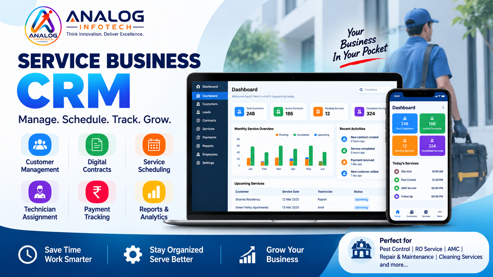 Service Business CRM Software by Analog Infotech
